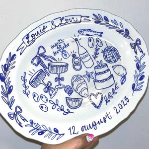 Hand Painted Porcelain Wedding Platter: Personalized Newlywed Gift