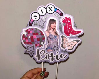 Taylor Swift birthday era personalised 3D & glitter cake topper