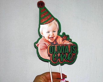 Personalised birthday cake topper with photograph / any age and colour