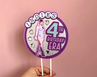 Taylor Swift birthday era personalised 3D & glitter cake topper