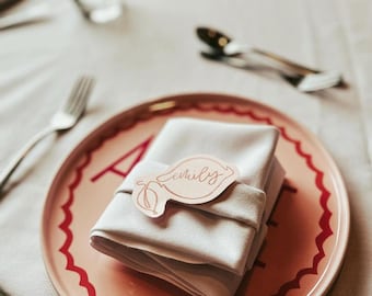 Wedding name place cards / lemon style / hand lettered calligraphy