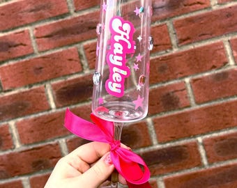 Personalised DISCO champagne/prosecco glass - wedding day gift bridal party birthday