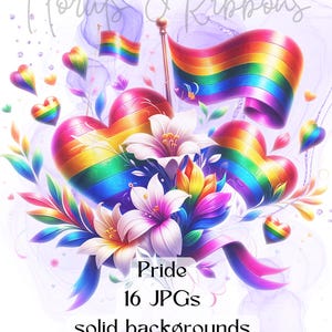 Pride - Florals & Ribbons | Rainbow Clipart, LGBTQ Digital Download, Pride Month Graphics, Gay Wedding Art, Sublimation