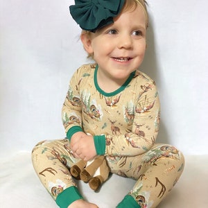 The Hunt Bamboo Pajama Set, Bamboo Pajamas, Bamboo PJs, Woodland, Animals, Baby Boy, Toddler