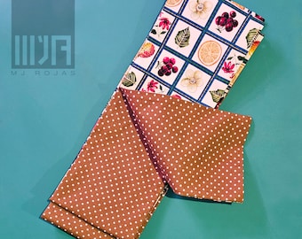 Fruit and Floral Japanese Hanhaba Obi | Polka Dot Pattern | Farmer's Market Theme
