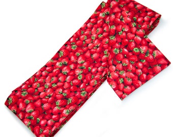Red Strawberries Hanhaba Obi | Kawaii Fruit Print | for Japanese Yukata