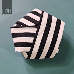 Black and White Striped Print Cotton Koshihimo image 3