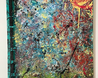 Jackson Pollock Style Abstract Painting: Original Artwork, Textured Acrylic Canvas Art (18x24)
