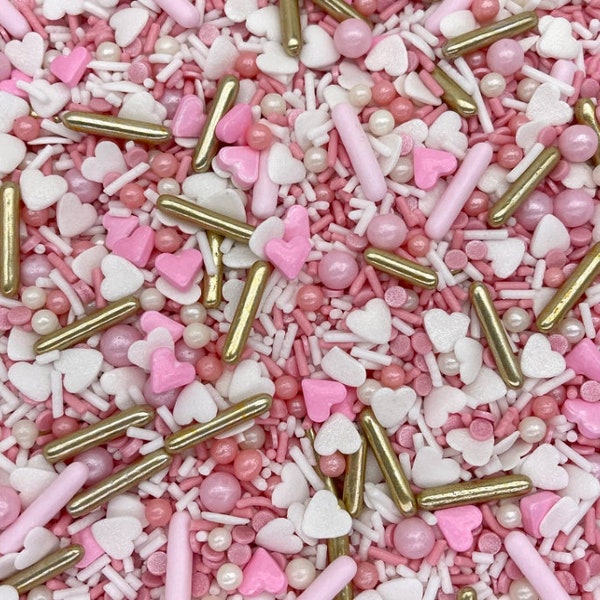 Edible Sprinkles Mix with 20mm Hot Pink Colour Mill Oil based Coloring.