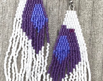 Purple Blotch Beaded Earrings