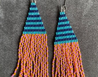 Preppy Blue Beaded Earrings