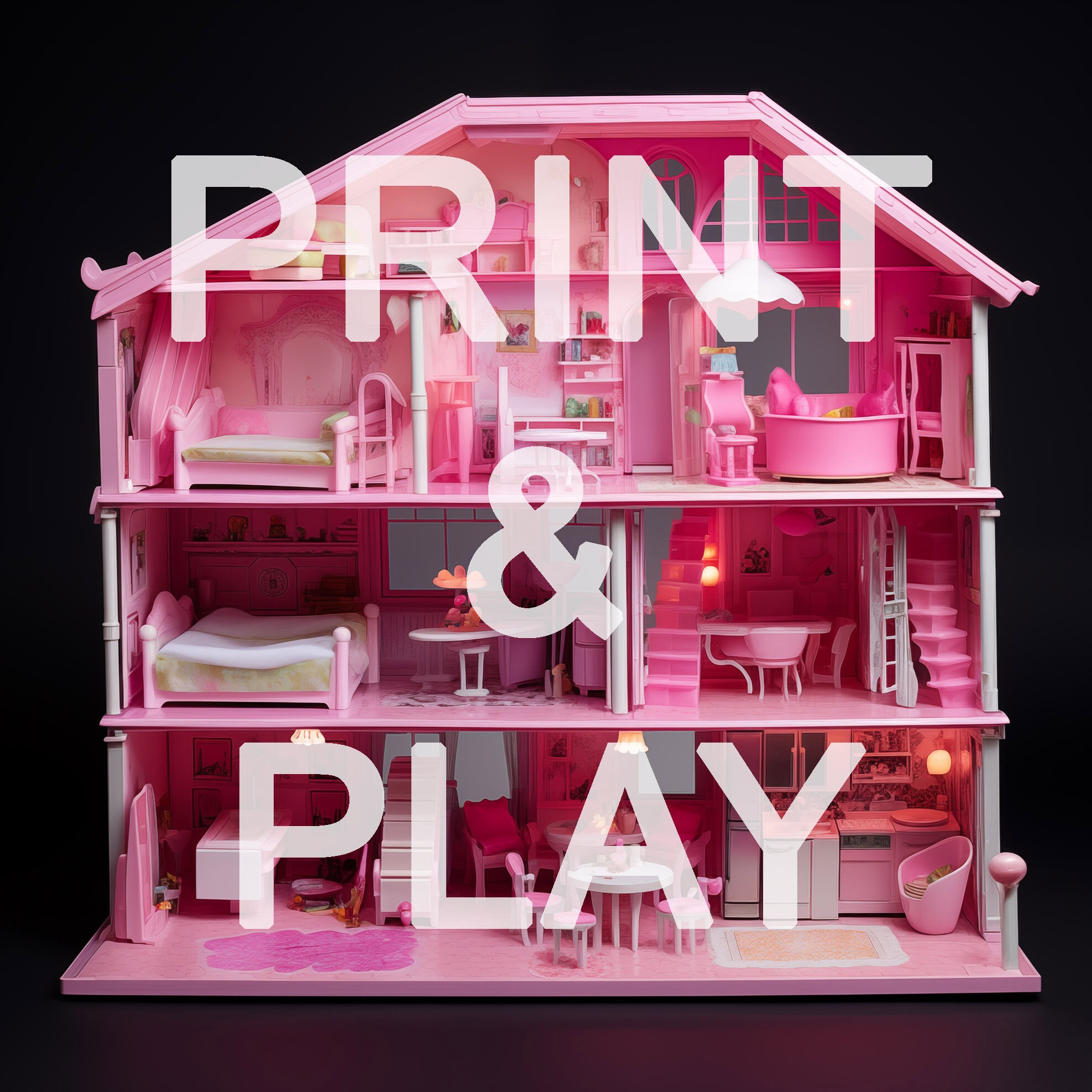 BARBIE Printable Paper Doll House From Famous Fairy Tales and Movies - Etsy