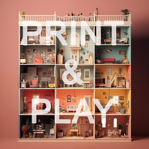 Casa de muñecas de papel imprimible de WES ANDERSON de cuentos de hadas y películas famosas