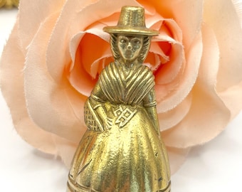 Campanello in miniatura in ottone vintage - Elegante campana in ottone da donna vittoriana inglese, insolita, rara da collezione, ornata