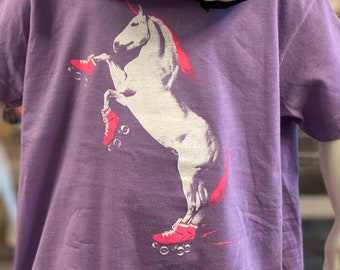 Toddler Shirt: Roller Skating Unicorn - Light Purple