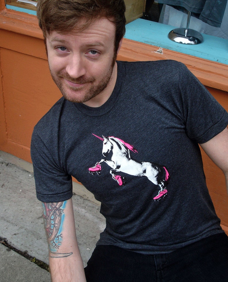 Roller Skating Unicorn Shirt Crew Neck image 5