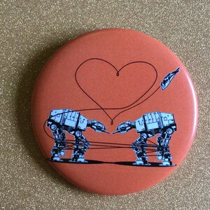 Orange AT-AT Love 2.25 Inch Magnet Star Wars Magnet, Fridge Magnet, Refrigerator Magnets, Star Wars Gift, Star Wars Party image 1