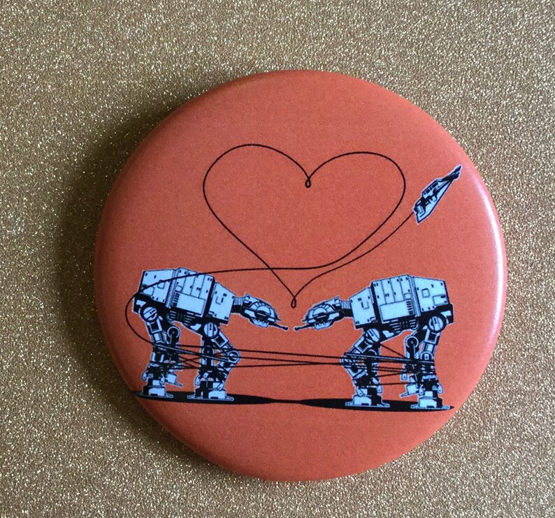 Orange AT-AT Love 2.25 Inch Magnet Star Wars Magnet, Fridge Magnet, Refrigerator Magnets, Star Wars Gift, Star Wars Party image 1