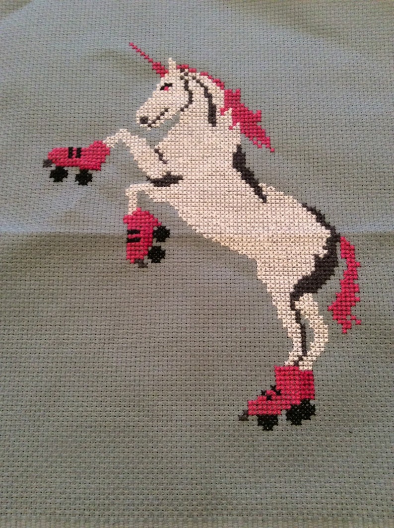 DIY Kit Cross Stitch Roller Skating Unicorn Etsy