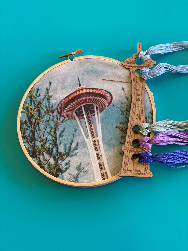 DIY Craft Kit Embroidery Seattle Space Needle Etsy