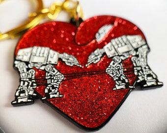 Keychain: Love AT-AT First Sight - Red Glitter