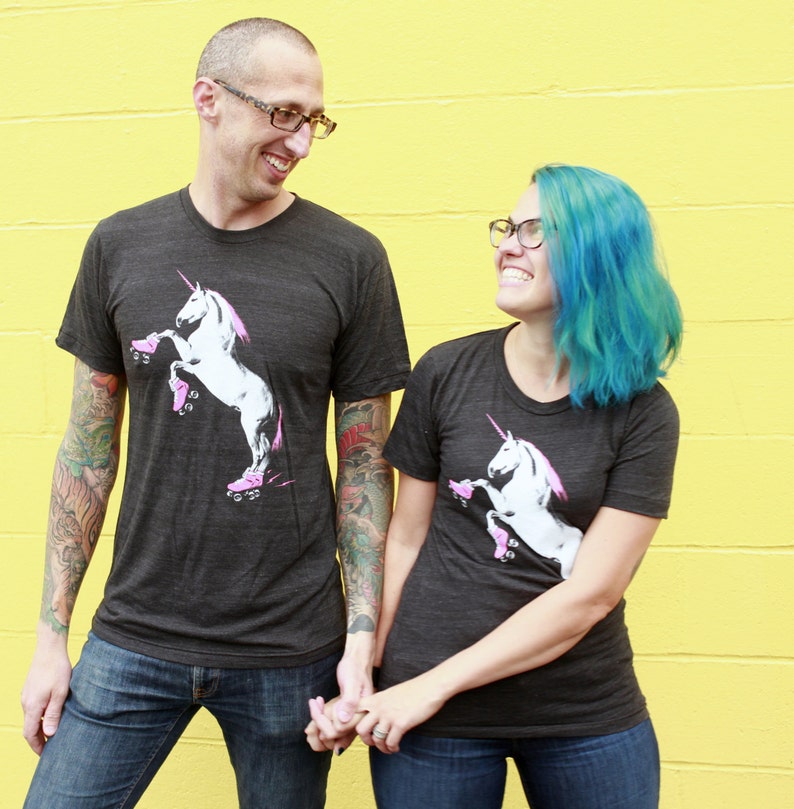 Roller Skating Unicorn Shirt Crew Neck image 3