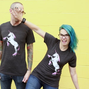 Roller Skating Unicorn Shirt Crew Neck image 1