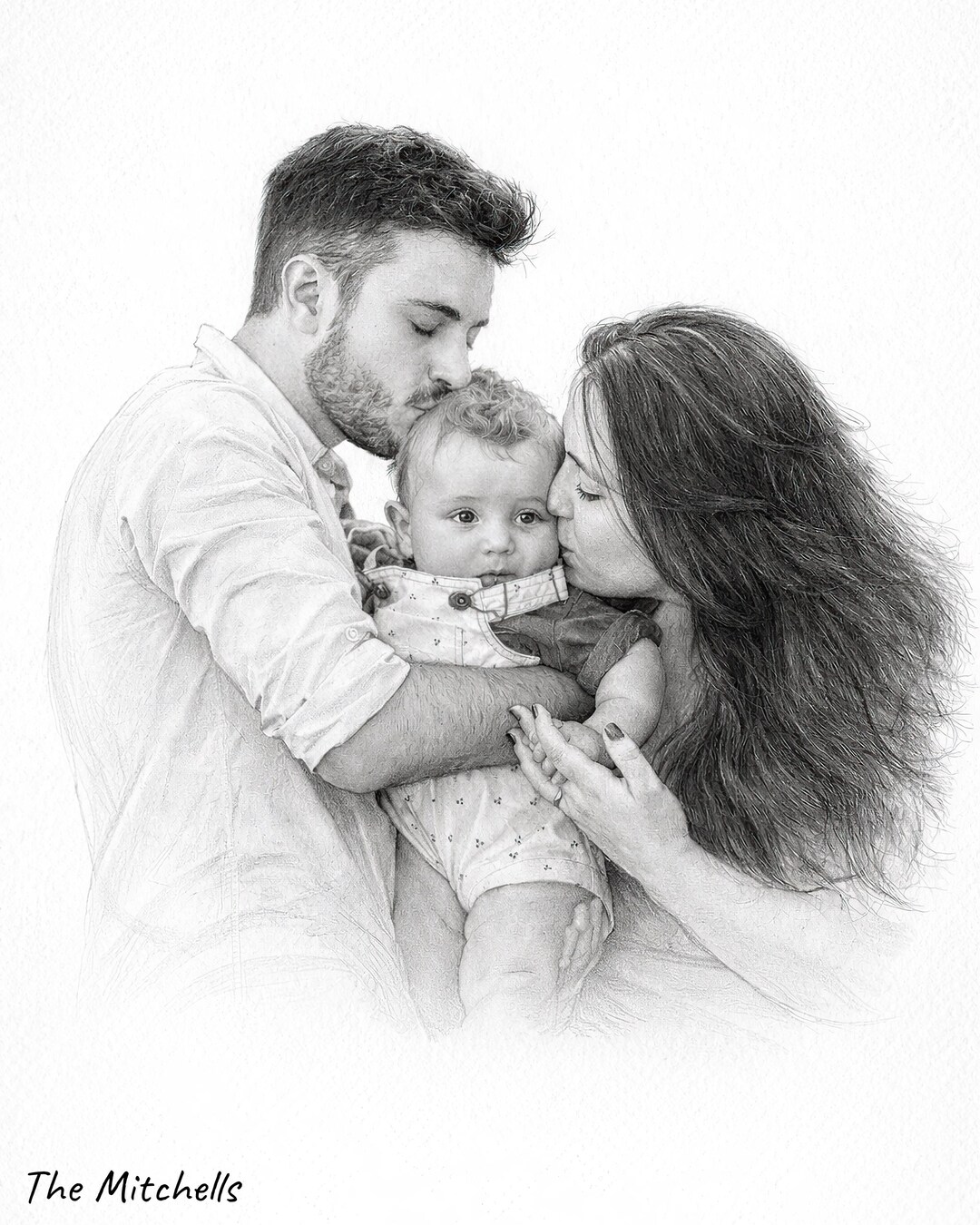 Custom Family Pencil Sketch Portrait From Photo Personalized Hand — free download