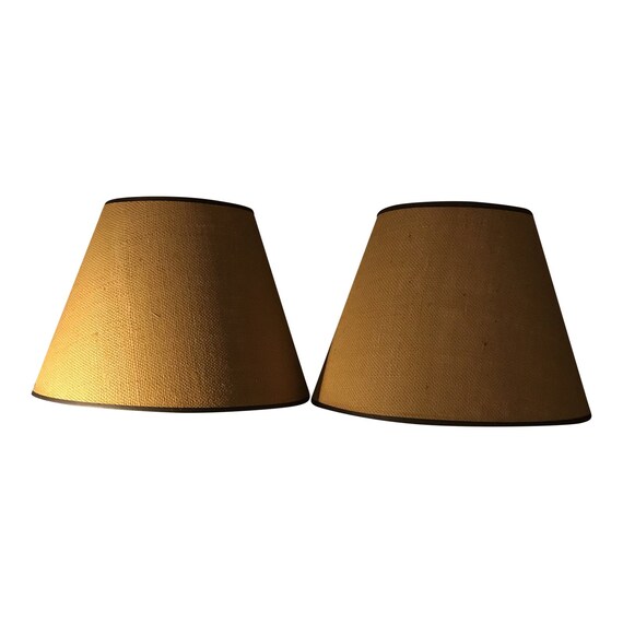 Pair Of Danish Design Mid Century Modern Linen Burlap Lamp Shades