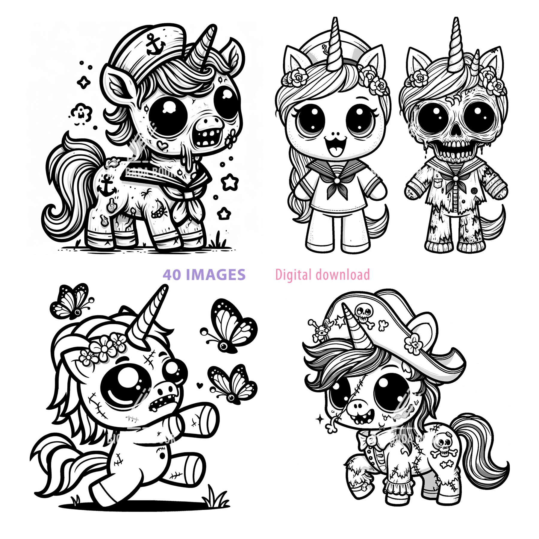 Unicorn Zombie Coloring Pages: Fun Art for Kids & Adults (PDF Download ...