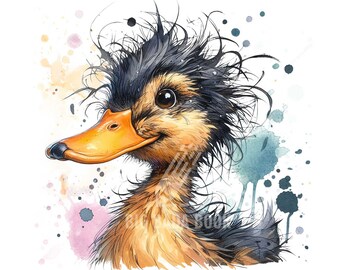 Aquarel schattige dieren, baby dieren PNG, kwekerij clipart, kleurrijke dierenillustraties, geit, eend, Turkije, Knorretje, kalf, gans