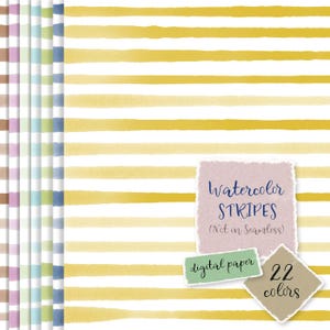 Watercolor Stripes Digital Paper PANTONE 2025, Simple Craft Patterns, Instant Download, Non-Seamless Designs for Scrapbooking & DIY