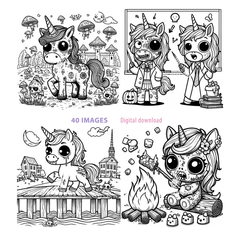 Unicorn Zombie Coloring Pages: Fun Art for Kids & Adults (PDF Download ...