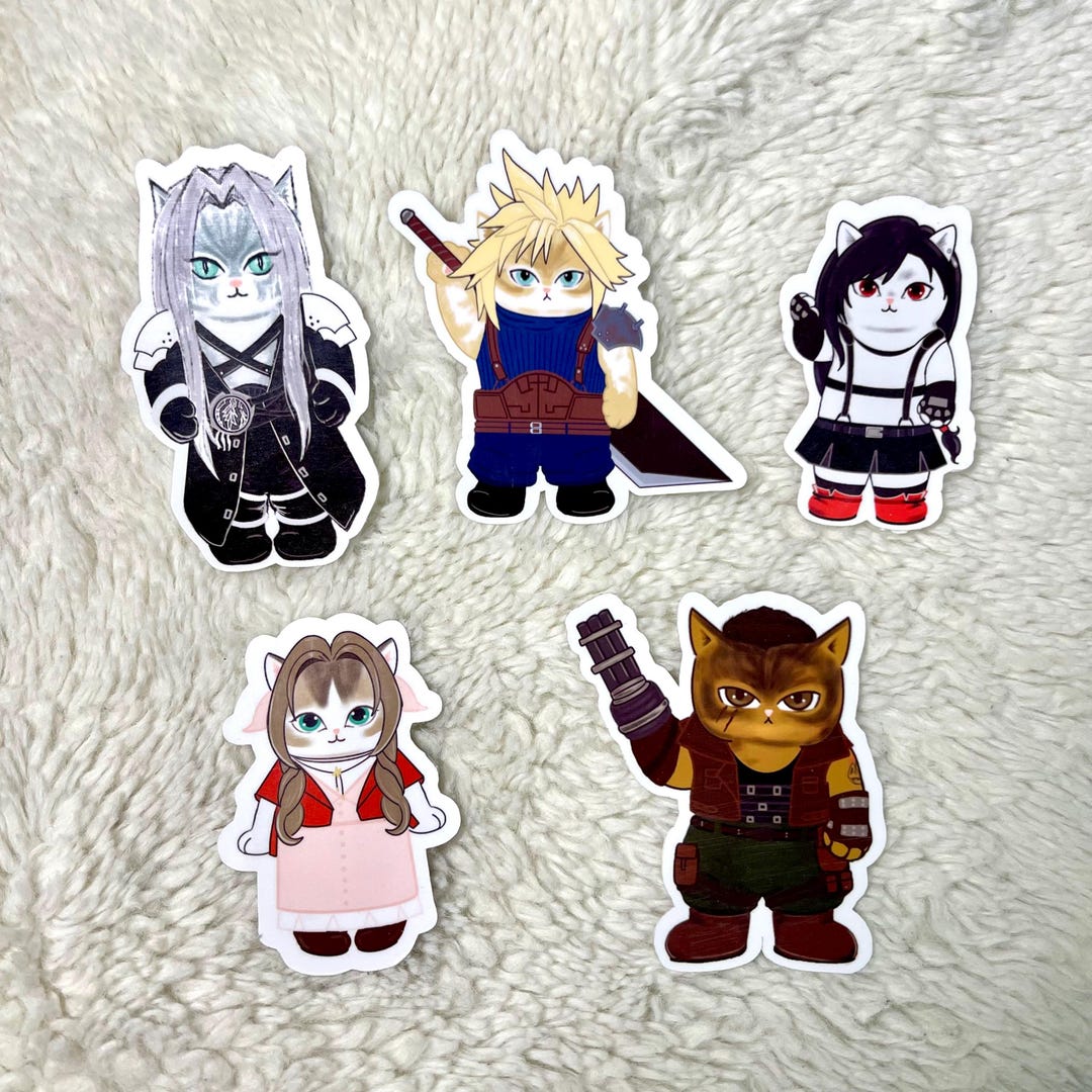 FF7 Kitty Stickers [SET] | FFVII Final Fantasy | Water Resistant ...