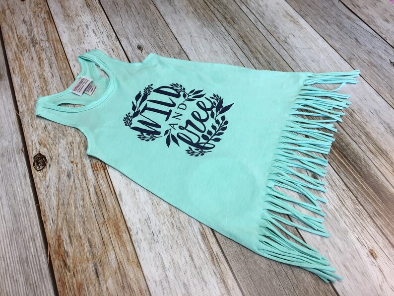 Wild and Free Mint Fringe Toddler Tank Dress Baby Girl Boho Fringe Tank Dress