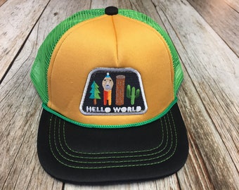Toddler Trucker Hat with "Hello World" Patch-6 Months to 2 Years Old