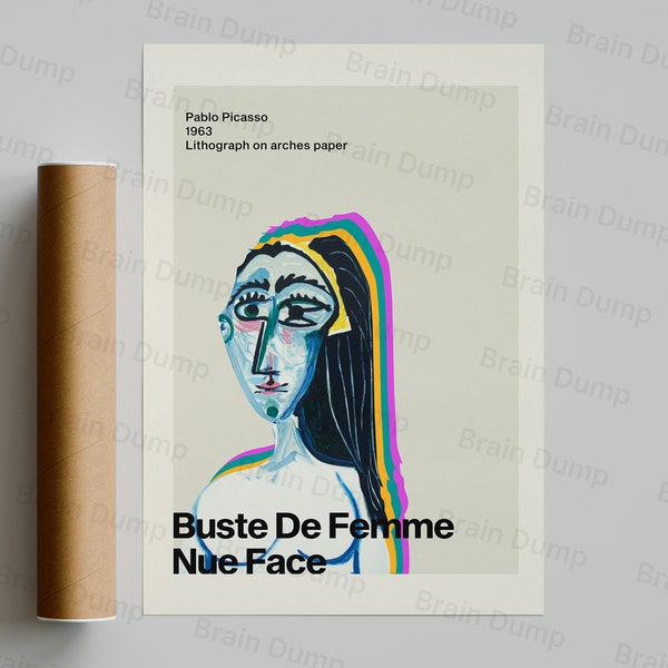 Buste De Femme Nue Face Poster - Digitale muurkunst | Digitale download schilderkunst | Schilderijafdruk | Afdrukbare poster | Unieke ontwerpafdruk