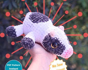 Modello PDF all'uncinetto per mucca paffuta [SOLO modello digitale] Senza cuciture