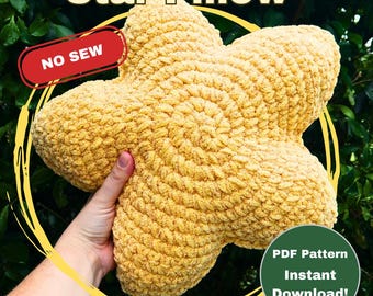 Cuscino a stella all'uncinetto PDF [SOLO modello digitale] Nessuna cucitura