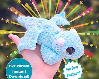 Patrón de crochet de dragón con cuernos bebé [SOLO patrón digital] Sin costura