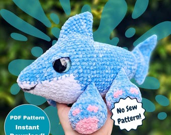 Leon the Land Shark modello PDF all'uncinetto [SOLO modello digitale] Nessuna cucitura