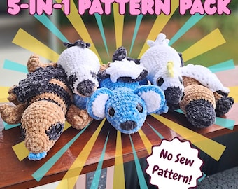 Pacchetto di modelli all'uncinetto per animali australiani paffuti