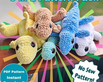 Confezione da 2 modelli all'uncinetto per dinosauri [SOLO modello digitale] Senza cuciture