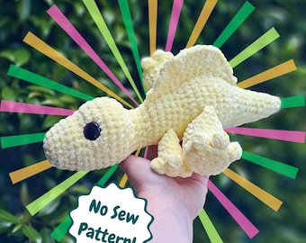 Schema PDF per l'uncinetto del piccolo Spinosauro [SOLO schema digitale] Senza cuciture