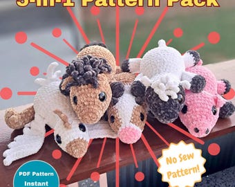 Pacchetto di modelli all'uncinetto per animali da fattoria paffuti