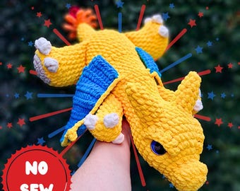 Charlie il drago di fuoco - Schema PDF all'uncinetto [SOLO schema digitale] Senza cuciture