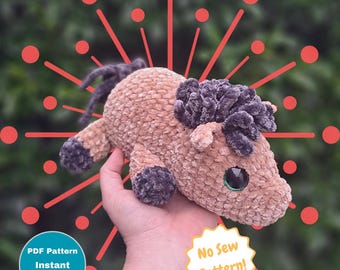 Modello PDF all'uncinetto per cavallo paffuto [SOLO modello digitale] Senza cuciture