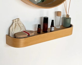 Wall Mounted Oval Corner Multipurpose Wall Shelf, Scandinavian Natural Wood Floating Shelves, Modern Minimalist Farmhouse Floating Shelf