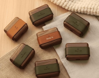 Personalisierte Holz & Leder AirPods Hülle | Individuelles Namensgeschenk