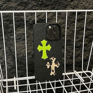 Gothic Cross Leather iPhone Case | Grunge Style Goth Phone Cover, Shockproof Protective Case for Valentine’s Day Gifts, Unique Gift for Her